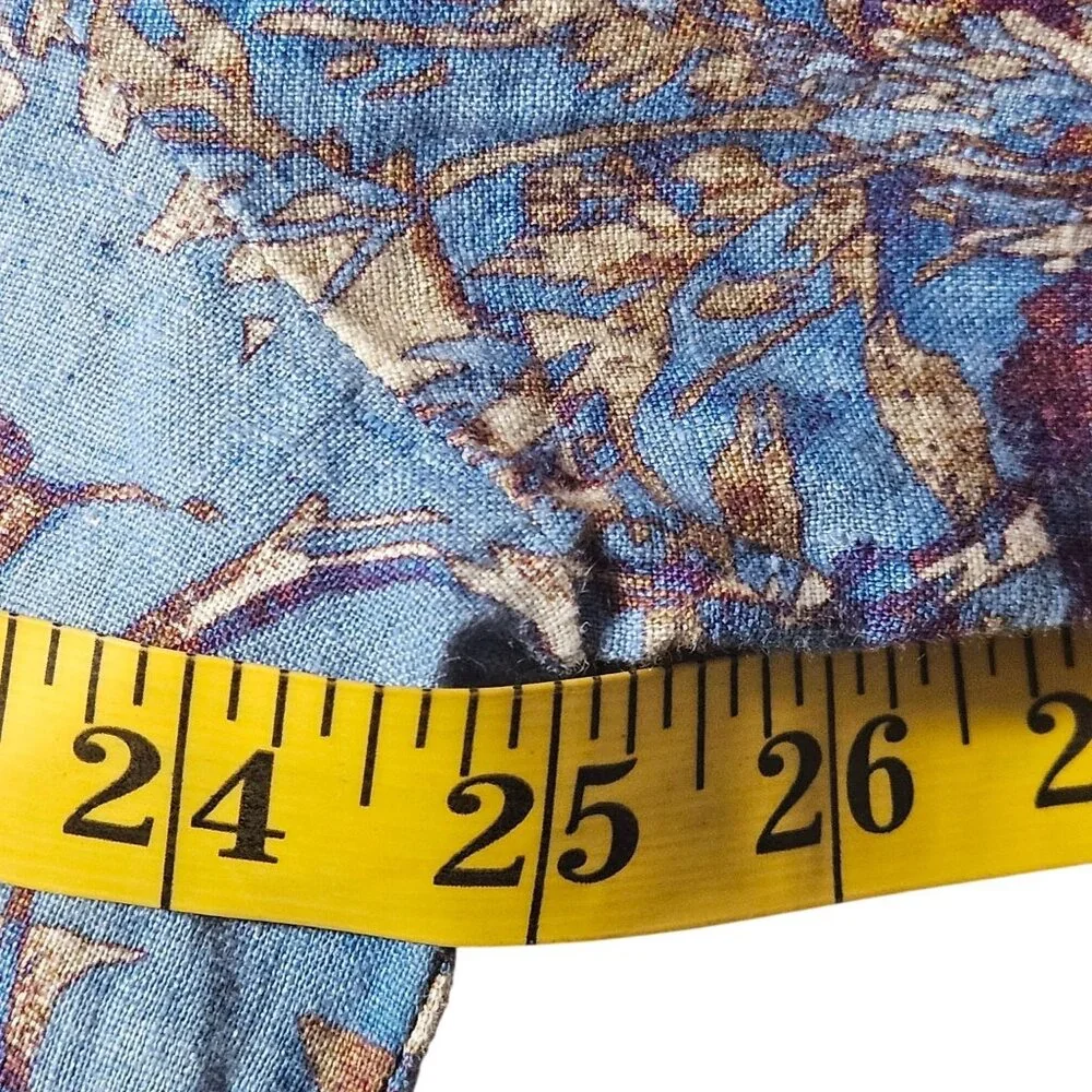 EUC Peruvian Connection Women Linen Trapani Tunic L Blue Floral Boho Artisan - Picture 4 of 14